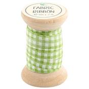 Galon vichy vert sur bobine bois 10mm x 2 mètres