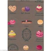 Tissu macarons fond marron - par 10cm