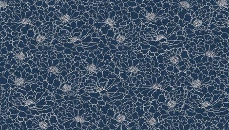 Tissu Indigo chrysanthème 2154/LCB