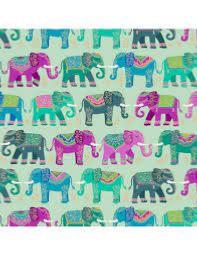 Tissu collection Jaipur de Makower UK - éléphant vert