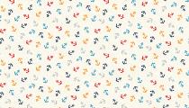 Tissu ancre marine sur fond crème par 10cm