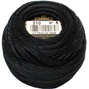 Perlé n°8 pelote de 10g - noir 310