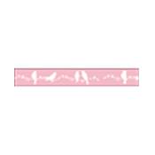 Ruban oiseau fond rose 5m