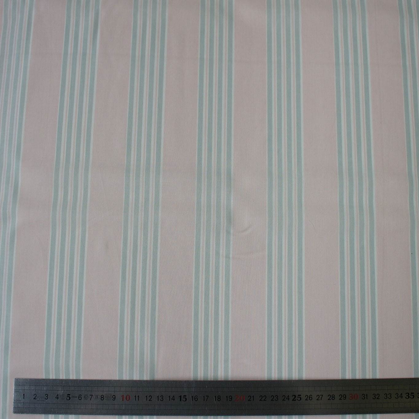 Tissu rayure bleu sur fond crème Mas d'Ouvan MARCUS - Par 10cm
