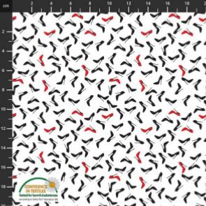 Tissu motif escarpins rouges et noirs vendu par 20 cm