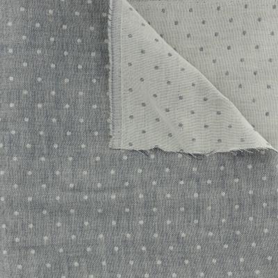 Tissu double gaze réversible pois marine 140cm - par 10cm