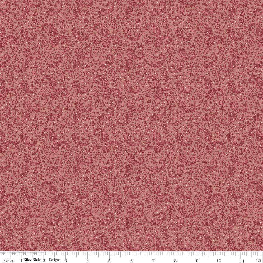 Tissu Rose Samantha Paisley par 10cm - C4714