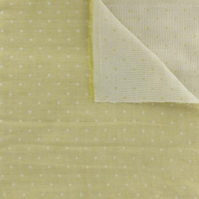 Tissu double gaze réversible pois jaune 140cm - par 10cm