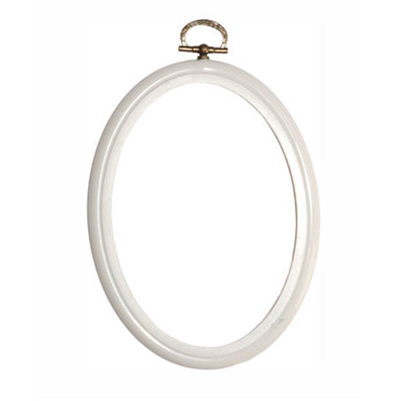 Cadre tambour ovale blanc 17,5x13cm