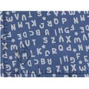 Tissu lettres fond bleu 160cm par 10cm