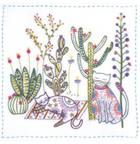 Vie de chat - Vacances au Mexique - Kit broderie un chat dans l'aiguille 