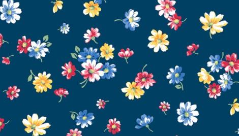 Tissu S.JAM- FALLING BLOSSOMS Navy par 110 de large