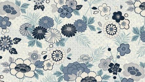 Tissu Indigo floral montage - 2150/LCQ