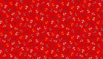 Tissu ancre marine sur fond rouge par 10cm