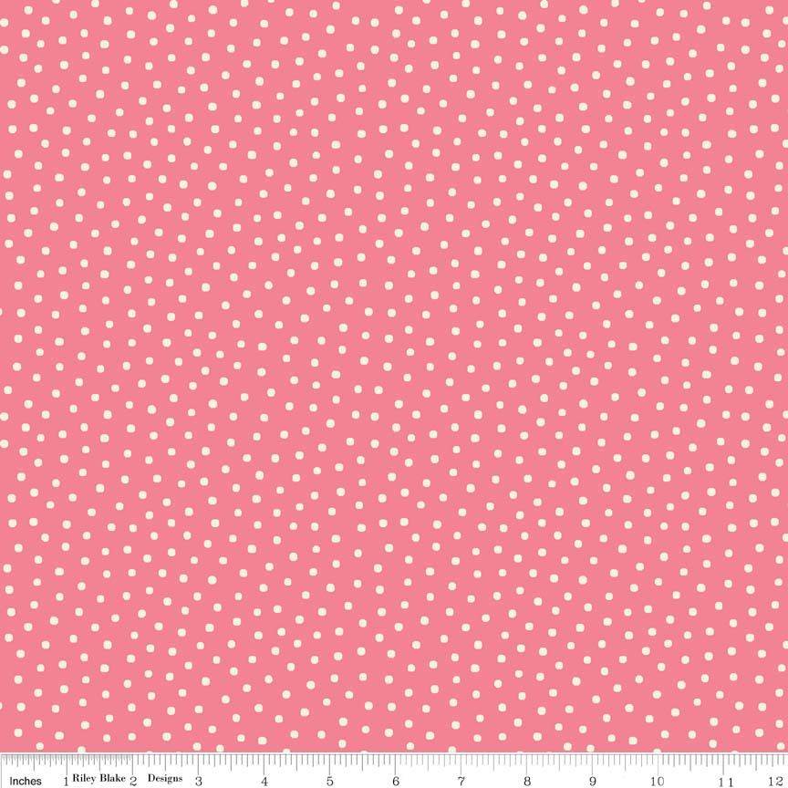 Tissu Pink Paper Dolls Dots par 10cm - C4355P