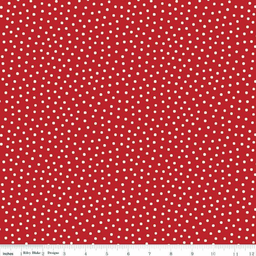 Tissu Red Paper Dolls Dots par 10cm - C4355P