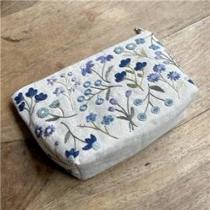 Trousse fleurie - bleue Un chat dans l'aiguille